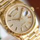 Swiss Copy Rolex Daydate 36 mm CSF 2836 Gold Diamond-Paved with Baguette rainbow Markers (3)_th.jpg